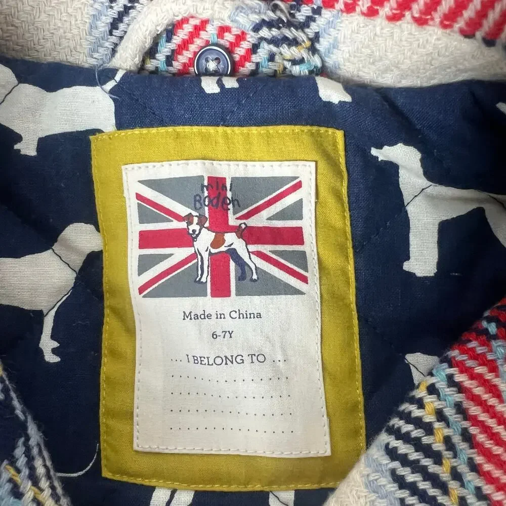 Mini Boden Plaid Kids Coat - Girls 6-7